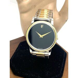 Movado Men's Watch 2100016 Museum Black Dial Swiss Quartz Two Tone Steel 39mm